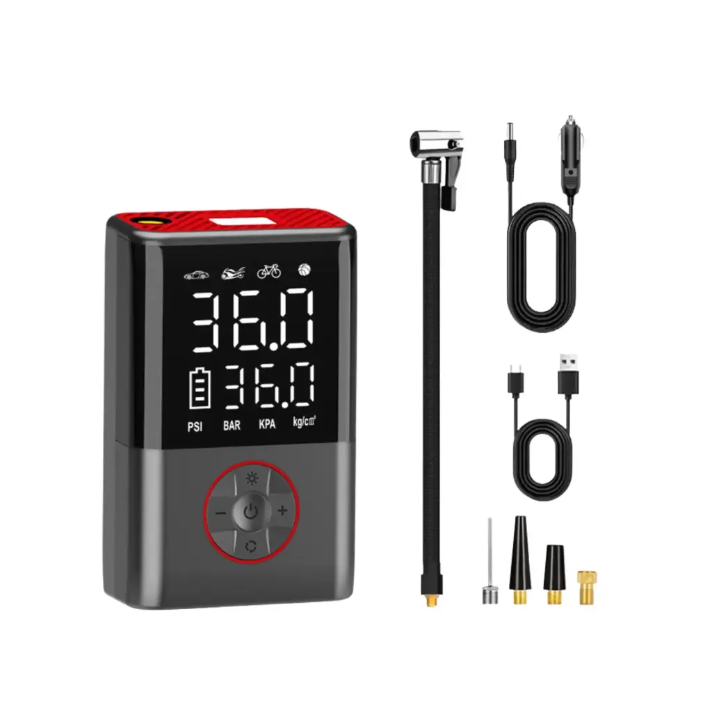 Inflador portátil 70W multifuncional para autos, bicicletas y pelotas deportivas con luz SOS y power bank  