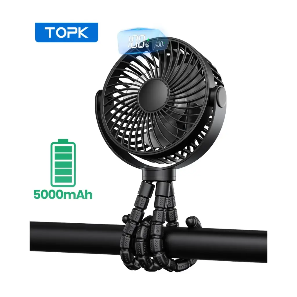 Ventilador portátil K60A con motor brushless, batería 5000  y carga rápida Type-C