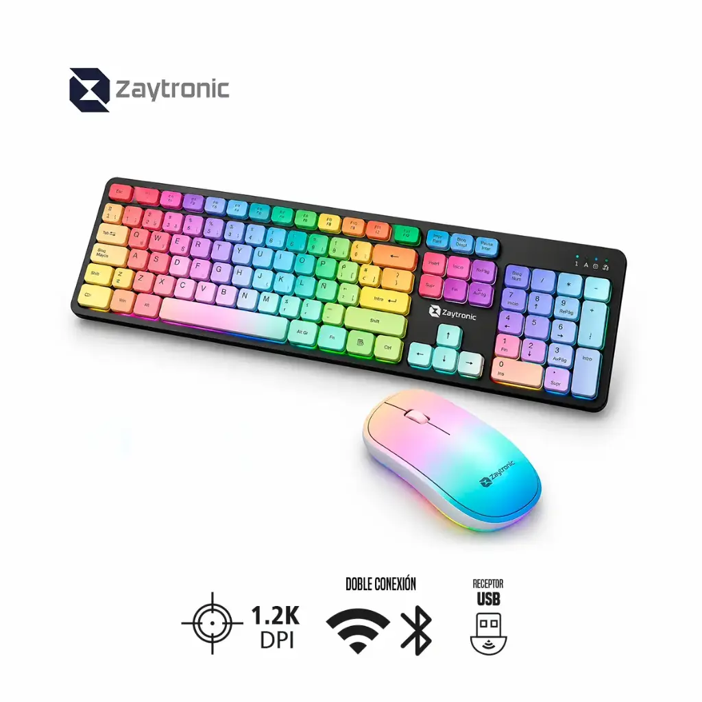 Combo Teclado y Mouse Inalámbrico Recargable - KC-01-D + G-221-2D | Doble Conexión Bluetooth y 2.4G