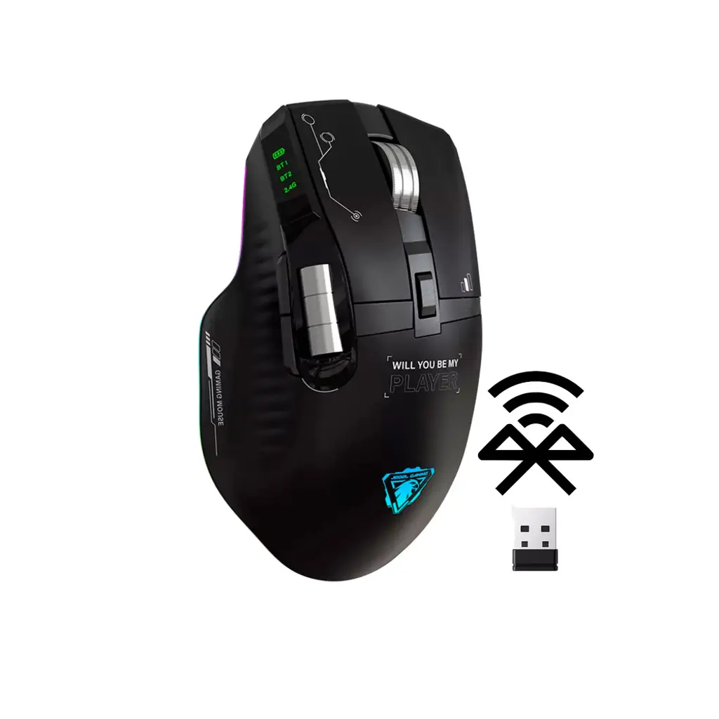 Mouse Gaming GWH-101 6D con tres modos, rueda multimedia y luces RGB
