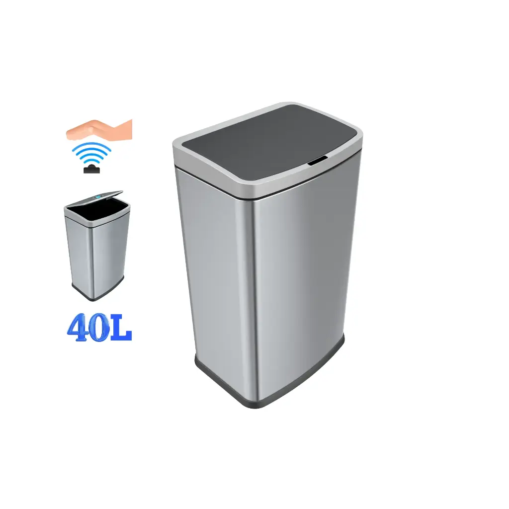 Basurero Inteligente 40L con Sensor Automático de Acero Inoxidable