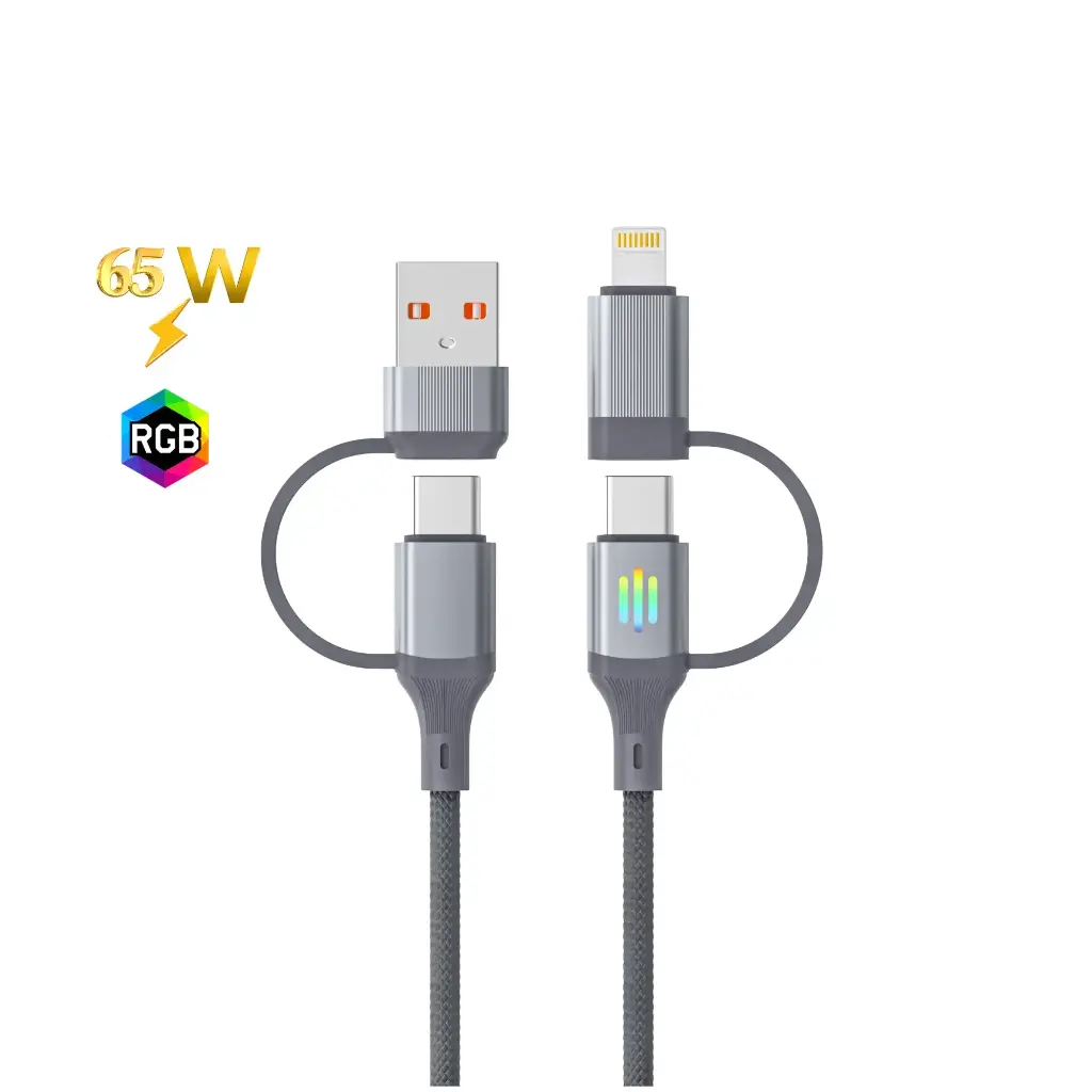 Cable de Datos y Carga X15 4 en 1 con Luz RGB