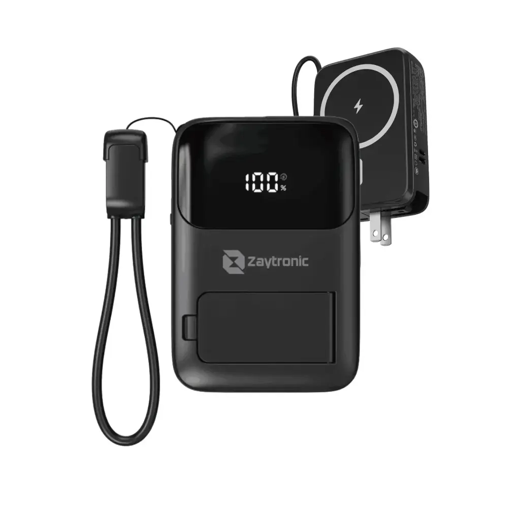 Power Bank multifuncional K00113 de carga rápida 22.5W con AC Plug plegable y carga inalámbrica