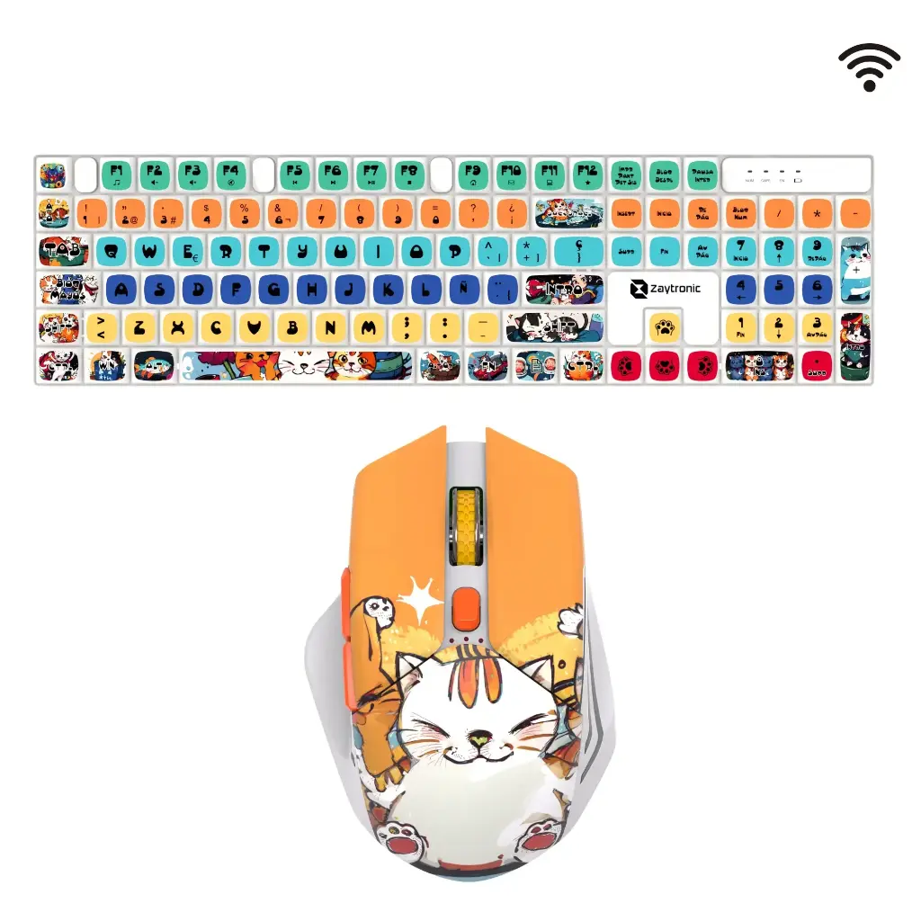 Combo teclado y mouse inalámbrico KS-01 + G-550 con diseño moderno con impresión de anime de alta calidad