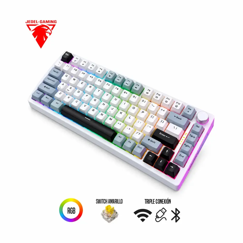 Teclado Mecánico JEDEL Gaming de 81 Teclas con Batería 4000mAh Tri-Modo