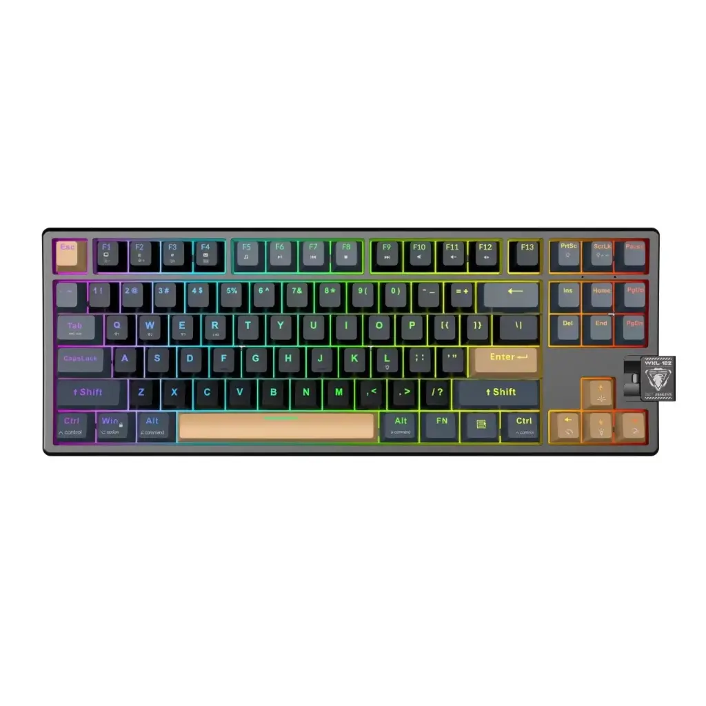 Teclado Mecánico para Juegos de 88 Teclas Tri-Modo RGB Vibrante