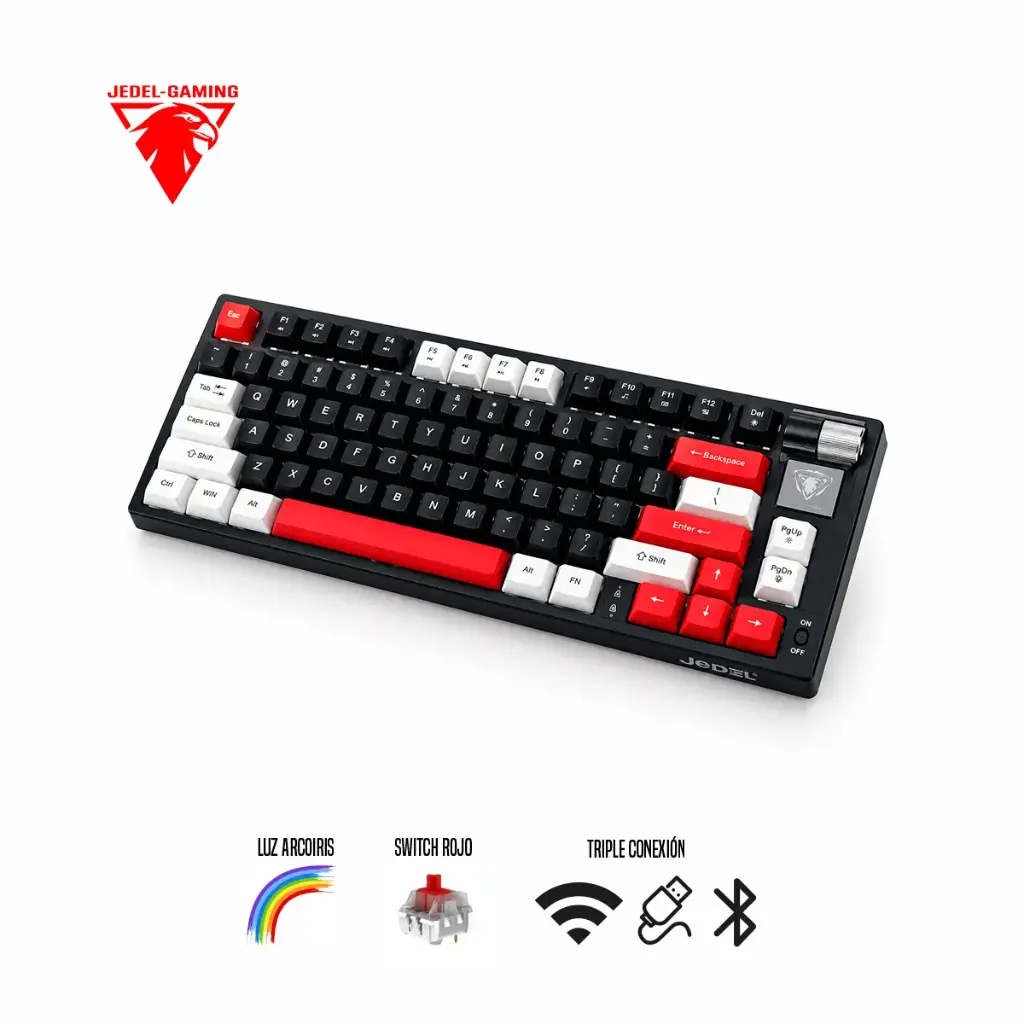 Teclado Mecánico para Juegos de 79 Teclas Tri-Modo con Iluminación Arcoiris