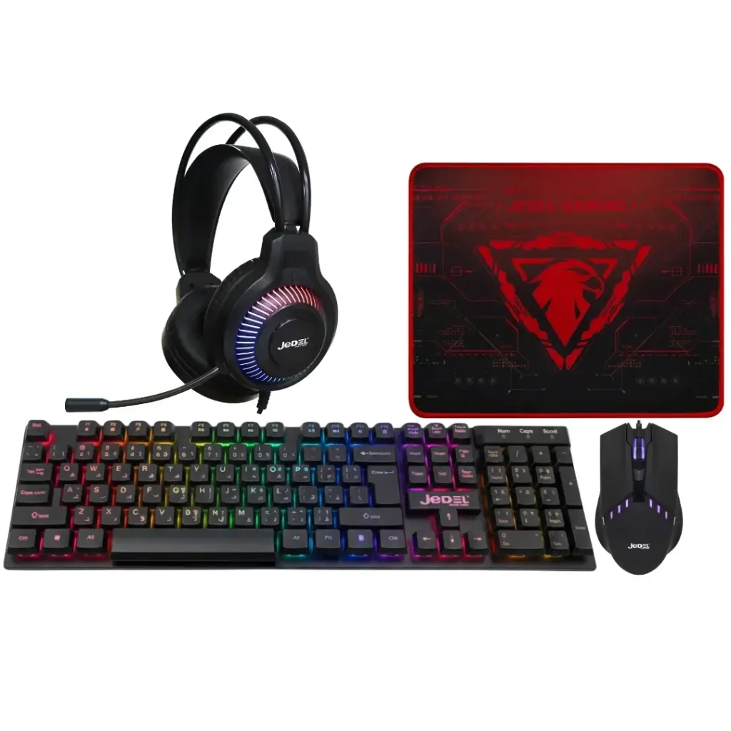 Combo Gaming Jedel (4 en 1) Teclado, Mouse, Auricular y Pad / Plug and Play