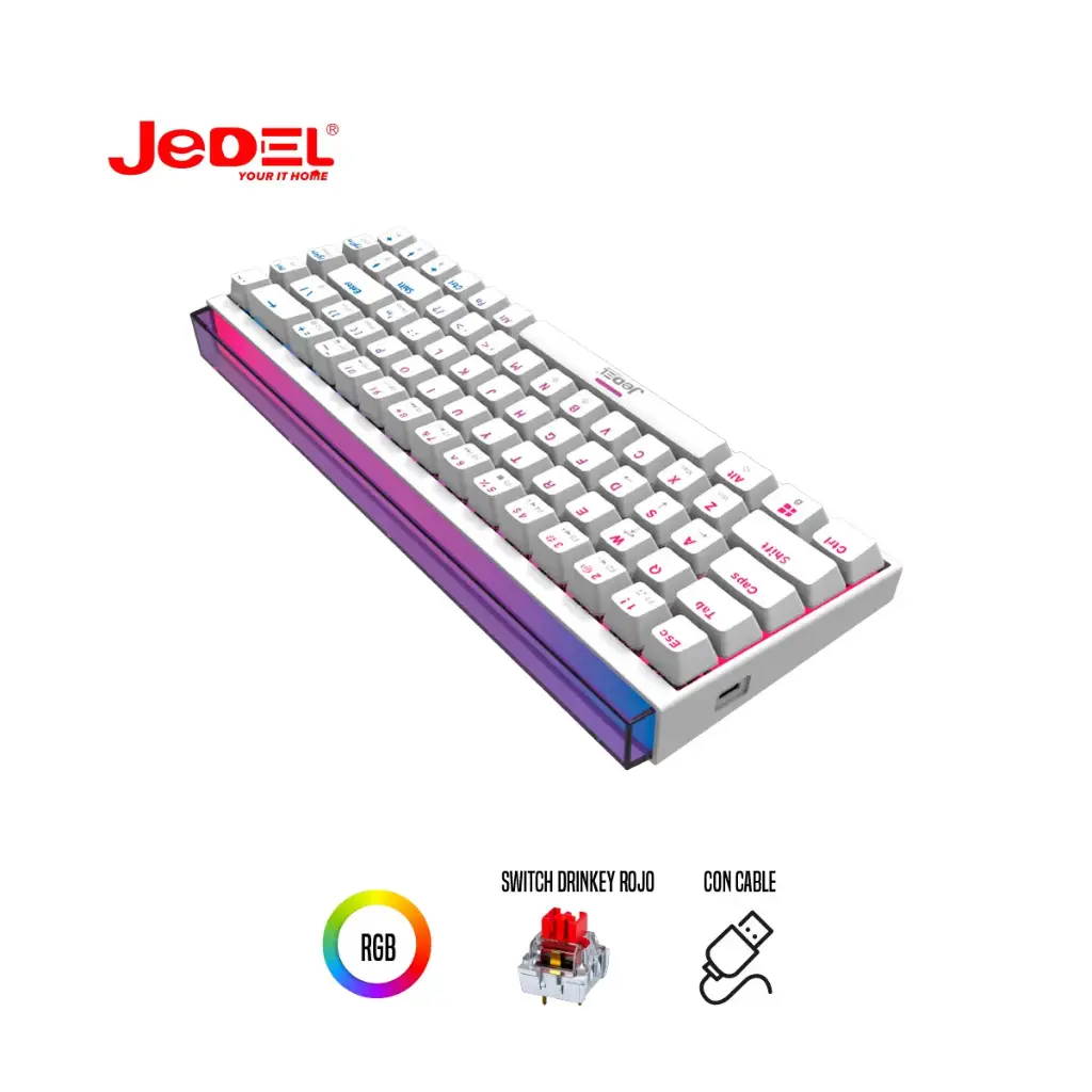 Teclado Mecánico con Junta y Cable de 68 Teclas Retroiluminación RGB Colores